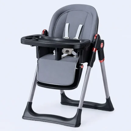 Baby High Chair with Padded Seat, Safety Harness & Feeding Tray