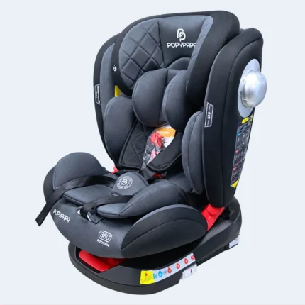 360° Rotating Baby Car Seat with Safety Harness & Padded Support