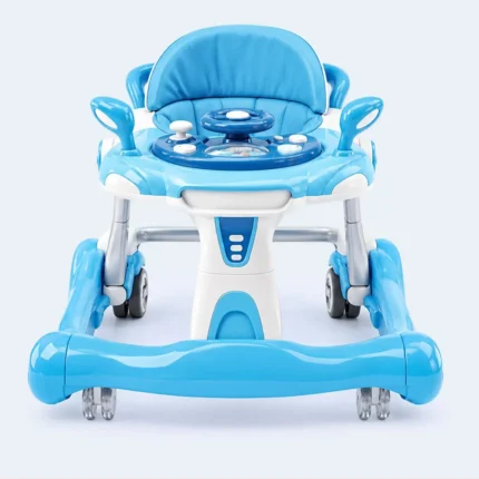 Baby Walker with Padded Seat, Activity Tray & Multi-Wheel Base