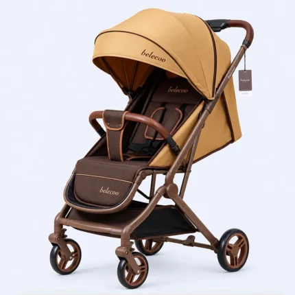 Premium Baby Stroller with Large Canopy, Safety Harness & Storage Basket