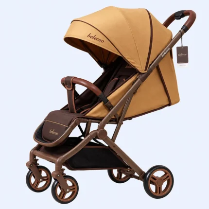 Premium Baby Stroller with Large Canopy, Safety Harness & Storage Basket