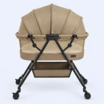 Baby Cradle Bassinet with Canopy, Mesh Sides, Wheels & Storage Basket