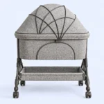 Baby Cradle Bassinet with Full Canopy, Wheels & Storage Basket