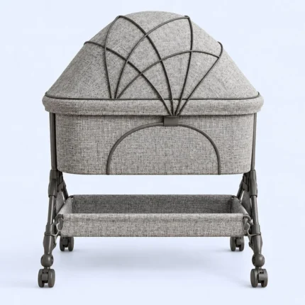 Baby Cradle Bassinet with Full Canopy, Wheels & Storage Basket