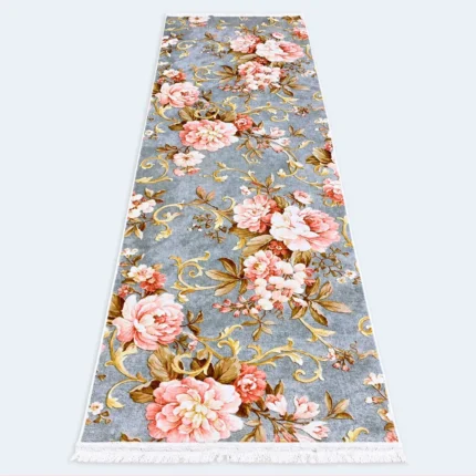 Floral Carpet Roll 100 × 400 cm with Decorative Fringe