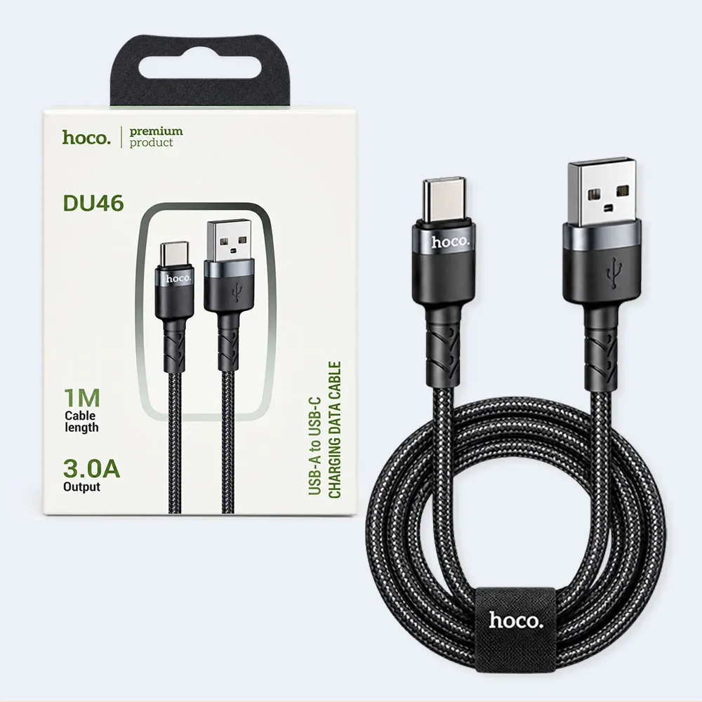 data-cable-1 Hoco DU46 USB-A to USB-C Braided Charging Data Cable 1M 3A