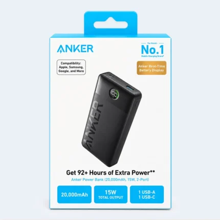 Anker 20,000mAh Power Bank with 15W Output & Battery Display