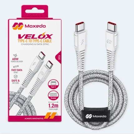 Moxedo Velox 60W USB-C to USB-C Braided Charging & Data Cable 1.2m