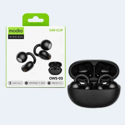 Modio OWS-03 Wireless Ear-Clip Open-Ear Earbuds with Charging Case