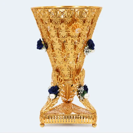 Decorative Gold Incense Burner with Floral Details 14 × 29 cm