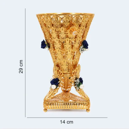 Decorative Gold Incense Burner with Floral Details 14 × 29 cm