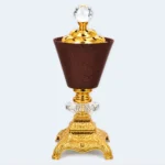 Luxury Golden Incense Burner with Wood Design 10 x 25 cm