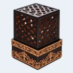 Luxury Square Bukhoor Incense Burner Brown & Gold 9 x 13 cm