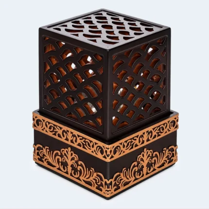 Luxury Square Bukhoor Incense Burner Brown & Gold 9 x 13 cm