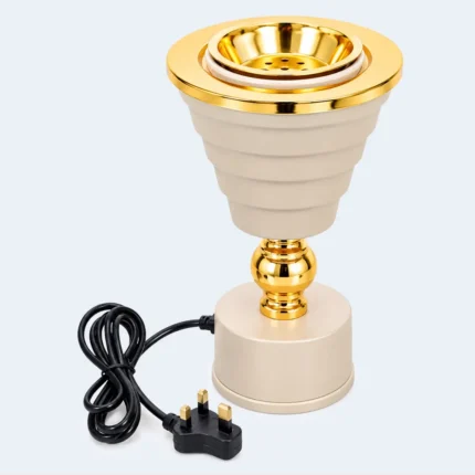 Luxury Electric Bukhoor Incense Burner Beige & Gold 8 x 20 cm
