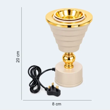 Luxury Electric Bukhoor Incense Burner Beige & Gold 8 x 20 cm