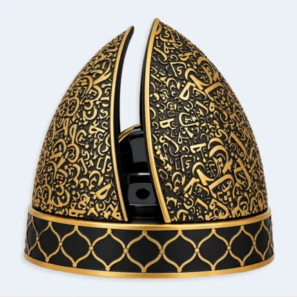 Luxury Black & Gold Arabic Design Bukhoor Incense Burner 11 cm