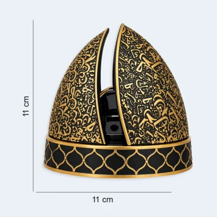 Luxury Black & Gold Arabic Design Bukhoor Incense Burner 11 cm