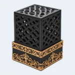 Luxury Black & Gold Square Bukhoor Incense Burner 9 x 13 cm