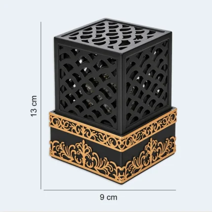 Luxury Black & Gold Square Bukhoor Incense Burner 9 x 13 cm