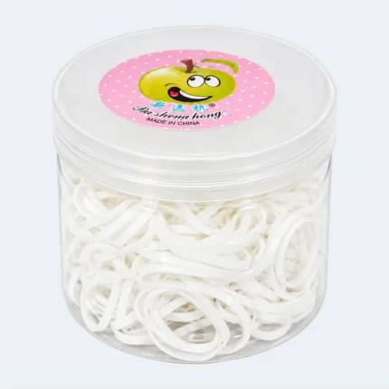 White Elastic Rubber Bands in Storage Container