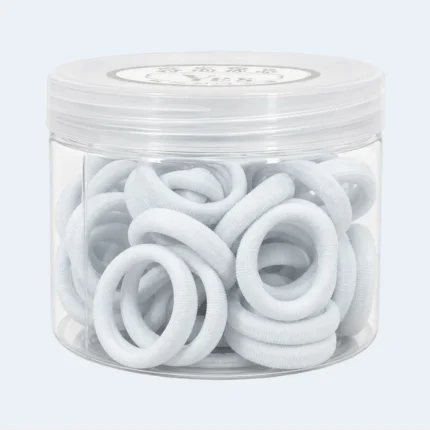 White Elastic Hair Bands in Storage Box
