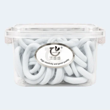 White Elastic Hair Bands with Storage Box