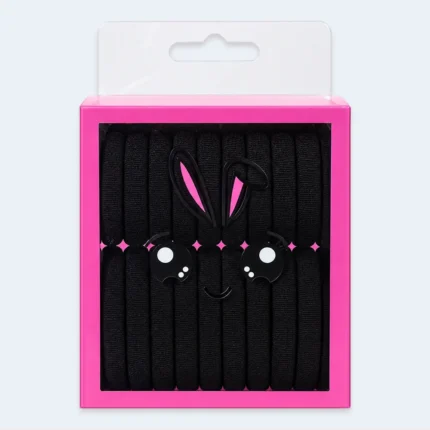 The Black Elastic Hair Bands Set for Women & Girls is a practical and versatile collection of everyday hair accessories designed to keep hair comfortably secured while creating a variety of simple and stylish hairstyles. Presented in an attractive pink package with a clear front window, the set contains multiple black elastic hair bands arranged neatly for convenient storage and easy access. The classic black color makes these hair bands suitable for almost any outfit, hair color, school uniform, casual look, sportswear, or professional style, making them an essential addition to everyday hair accessory collections. Each hair band features a soft fabric-covered exterior that provides a comfortable feel against the hair. The flexible elastic construction stretches easily to accommodate different hair thicknesses and can be used to create ponytails, braids, buns, pigtails, half-up hairstyles, and other everyday looks. Their simple design makes them suitable for children, teenagers, and adults who need reliable hair accessories for regular styling. They are convenient for keeping hair away from the face while studying, working, exercising, applying makeup, completing skincare routines, cooking, cleaning, or participating in outdoor activities. The multiple-piece pack ensures that extra hair bands are always available when needed. Keep the complete pack on a dressing table, vanity shelf, bathroom organizer, or inside a drawer, while individual bands can be carried conveniently in a handbag, school bag, gym bag, cosmetic pouch, or travel case. Their lightweight and compact design makes them particularly useful for school days, office use, sports sessions, holidays, family trips, and everyday travel. The neat retail packaging also makes the set easy to organize and suitable for gifting or adding to a personal beauty and grooming collection. The cute decorative details on the package give the product a playful appearance while the black bands maintain a simple and versatile look. Combining comfortable fabric covering, flexible elasticity, convenient multipack packaging, and classic styling, these black elastic hair bands provide an easy solution for keeping hair tidy and creating different hairstyles throughout the day. They are practical accessories for home, school, work, sports, travel, beauty routines, and many other everyday occasions. Key Features Multiple black elastic hair bands Suitable for women and girls Classic black color Soft fabric-covered design Flexible and stretchable construction Comfortable for everyday use Suitable for ponytails, buns and braids Works with different hair thicknesses Convenient multipack design Attractive pink retail packaging Lightweight and easy to carry Suitable for home, school, sports and travel