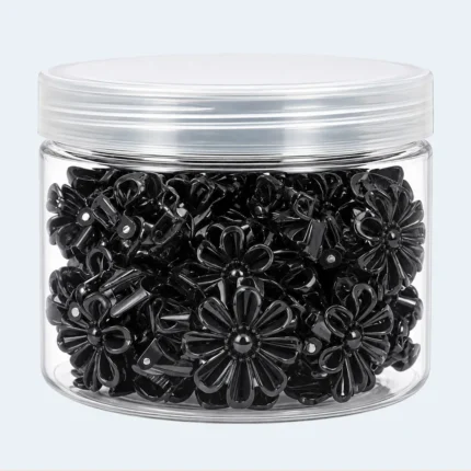 Black Flower Mini Hair Claw Clips for Girls & Women – Storage Box