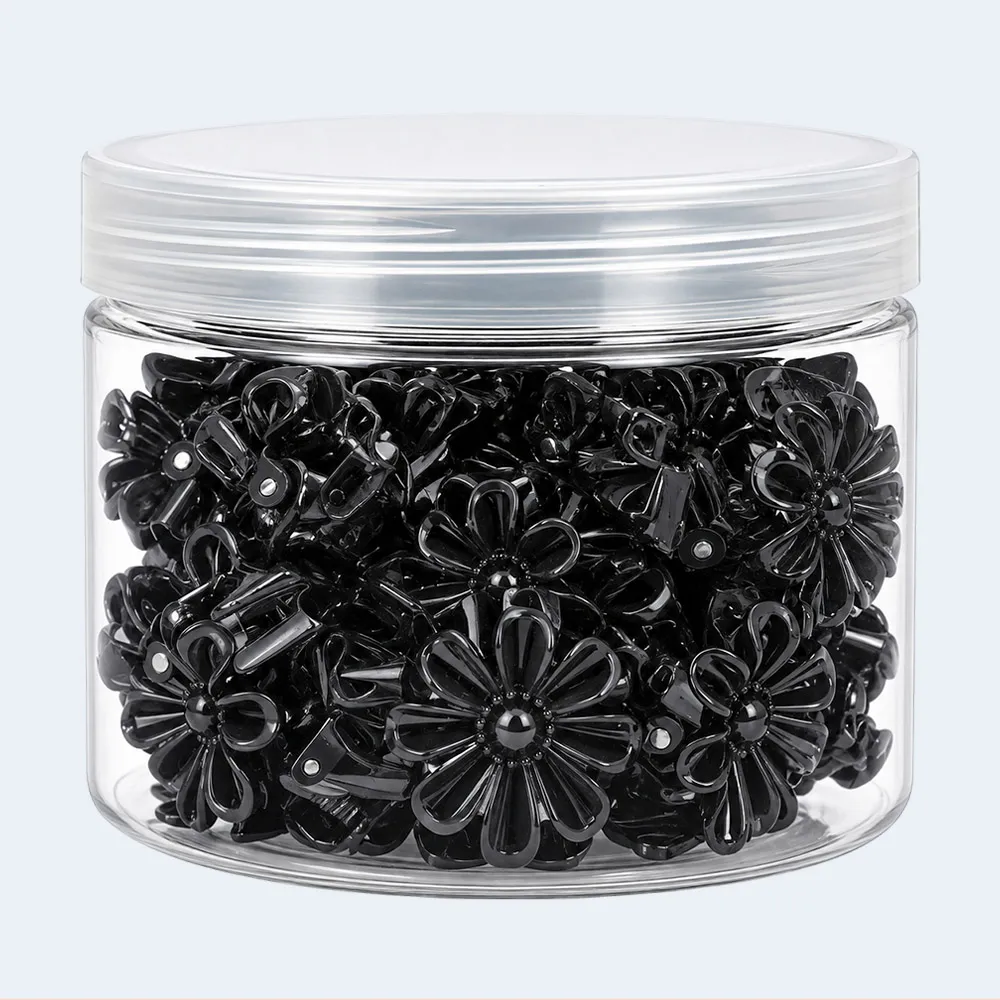 clip Black Flower Mini Hair Claw Clips for Girls & Women – Storage Box