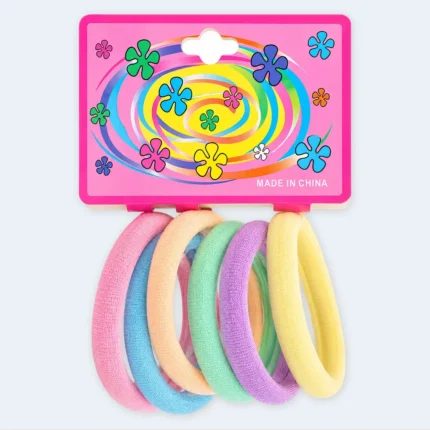 Pastel Soft Elastic Hair Ties for Girls – 6 Piece Set