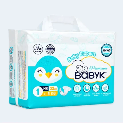 BabyK Premium Baby Diapers Size 1 Newborn – Up to 5 kg, 32 Pieces