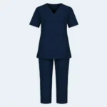 Ladies House Maid Uniform 2-Piece Set with Short Sleeves and V-Neck – Navy Blue