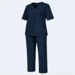Ladies House Maid Uniform 2-Piece Set with Short Sleeves and V-Neck – Navy Blue