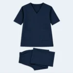 Ladies House Maid Uniform 2-Piece Set with Short Sleeves and V-Neck – Navy Blue