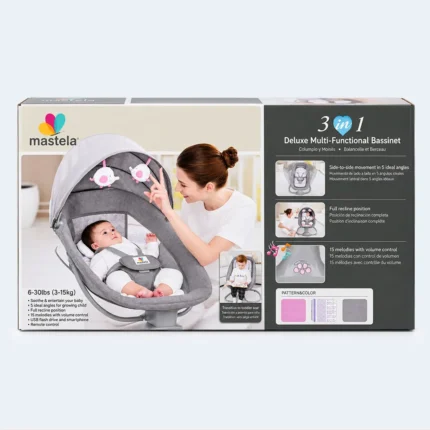 Mastela 3-in-1 Deluxe Multi-Functional Baby Bassinet & Swing with Music