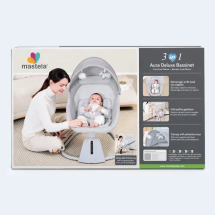 Mastela 3-in-1 Aura Deluxe Baby Bassinet with Sensor Control & Canopy