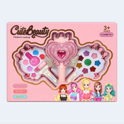 Cute Beauty Kids Makeup Play Set with Heart-Shaped Case – Ages 3+