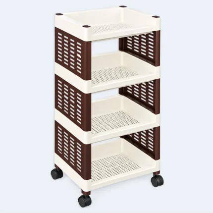 Multi-Purpose 4-Tier Rolling Storage Shelf – 48 × 36 × 38 cm