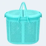 Multipurpose Plastic Storage Basket with Lid & Handles – 37 × 33 cm