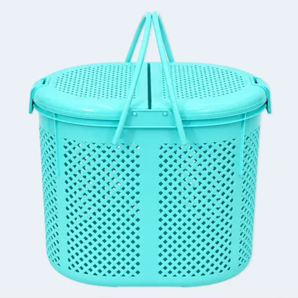 Multipurpose Plastic Storage Basket with Lid & Handles – 37 × 33 cm