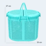 Multipurpose Plastic Storage Basket with Lid & Handles – 37 × 33 cm