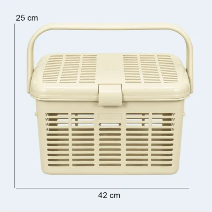 Small Plastic Picnic Basket with Lid & Carry Handle – 42 × 32 × 25 cm