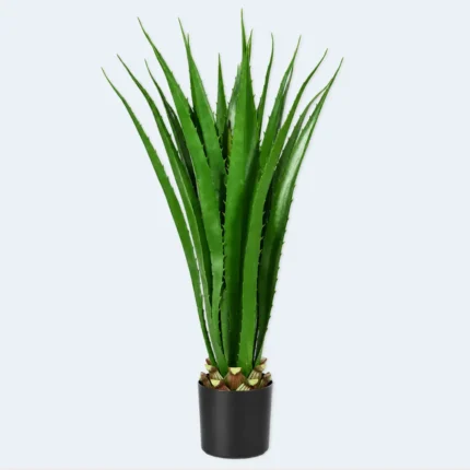 Artificial Aloe Vera Plant with Black Pot – 100 cm