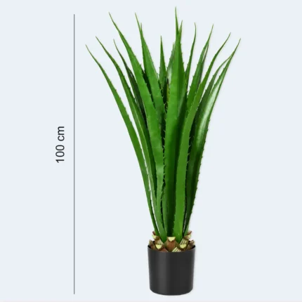 Artificial Aloe Vera Plant with Black Pot – 100 cm