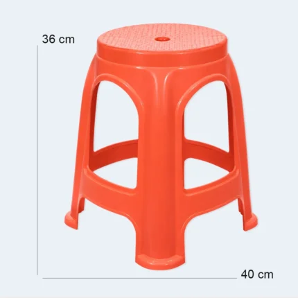 Round Plastic Stool with Textured Seat – 36 × 40 cm ( Red )