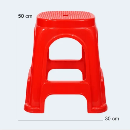 Tall Plastic Stool with Textured Seat – 50 × 30 × 30 cm ( Red )