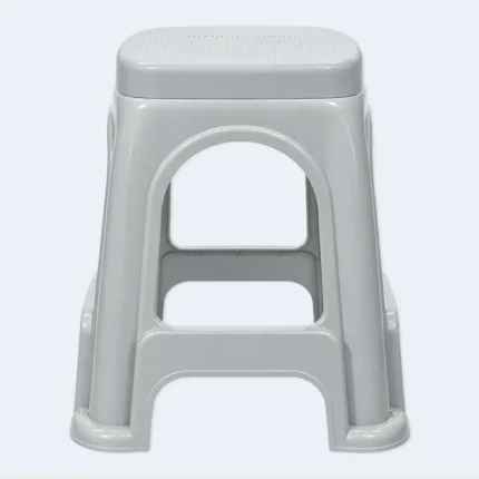 Tall Plastic Stool with Textured Seat – 50 × 30 × 30 cm ( Gray )