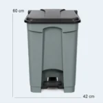 50L Plastic Pedal Garbage Bin with Lid – Grey & Black
