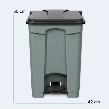 50L Plastic Pedal Garbage Bin with Lid – Grey & Black